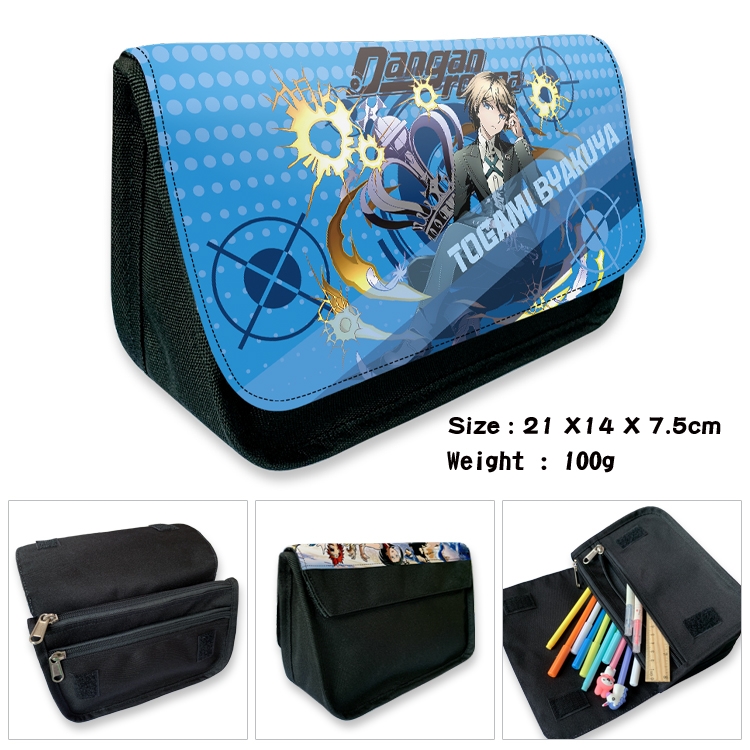 Dangan-Ronpa Velcro canvas zipper pencil case Pencil Bag 21×14×7.5cm