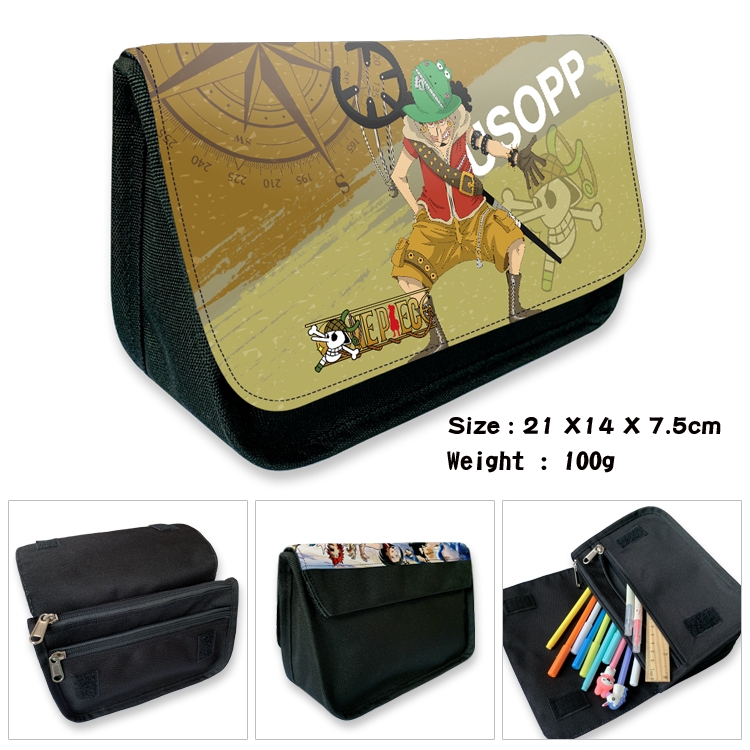 One Piece Velcro canvas zipper pencil case Pencil Bag 21×14×7.5cm