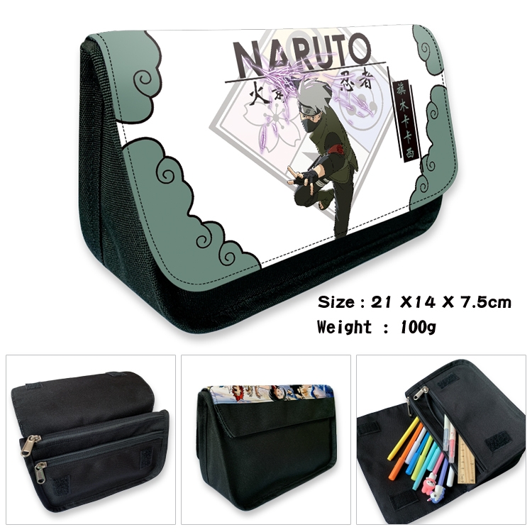 Naruto Velcro canvas zipper pencil case Pencil Bag 21×14×7.5cm