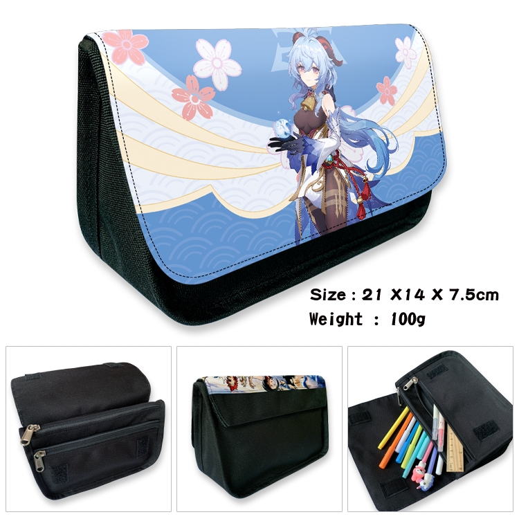 Genshin Impact Velcro canvas zipper pencil case Pencil Bag 21×14×7.5cm
