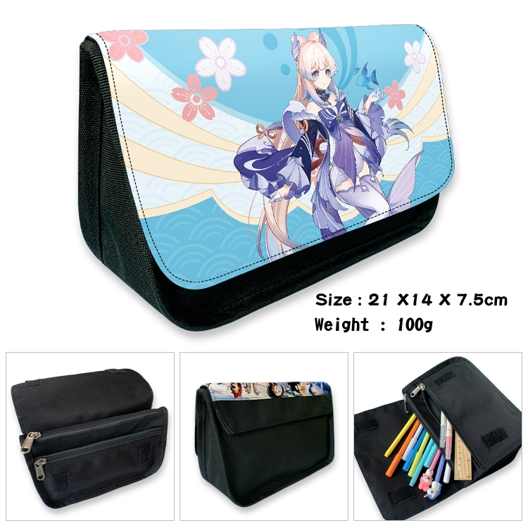 Genshin Impact Velcro canvas zipper pencil case Pencil Bag 21×14×7.5cm