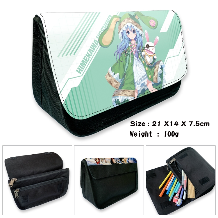 Date-A-Live Velcro canvas zipper pencil case Pencil Bag 21×14×7.5cm