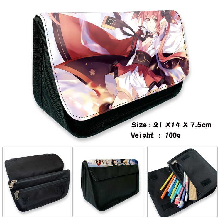 Date-A-Live Velcro canvas zipper pencil case Pencil Bag 21×14×7.5cm