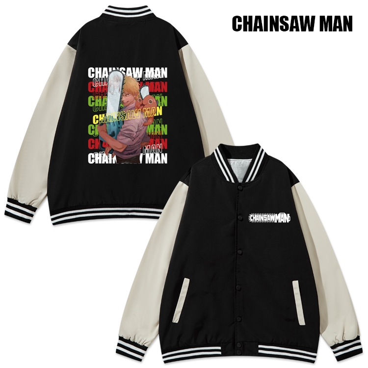 Chainsaw man Anime color blocking button top coat from M to 3XL