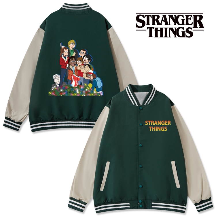 Stranger Things Anime color blocking button top coat from M to 3XL