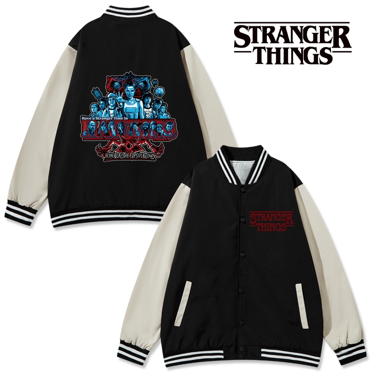 Stranger Things Anime color blocking button top coat from M to 3XL