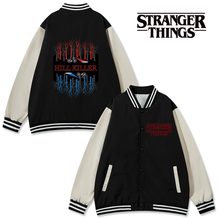 Stranger Things Anime color blocking button top coat from M to 3XL