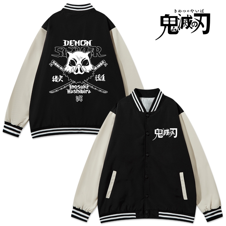 Demon Slayer Kimets Anime color blocking button top coat from M to 3XL