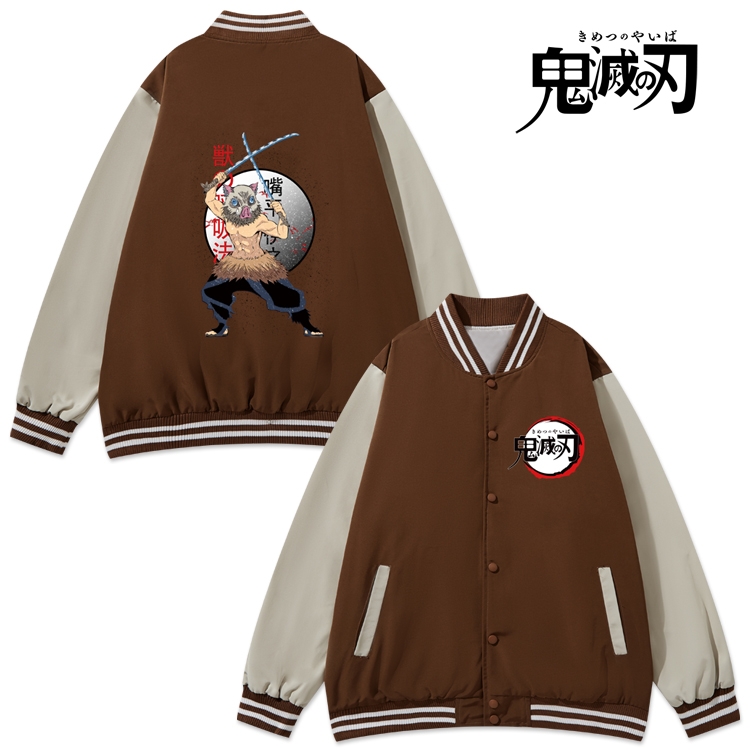 Demon Slayer Kimets Anime color blocking button top coat from M to 3XL