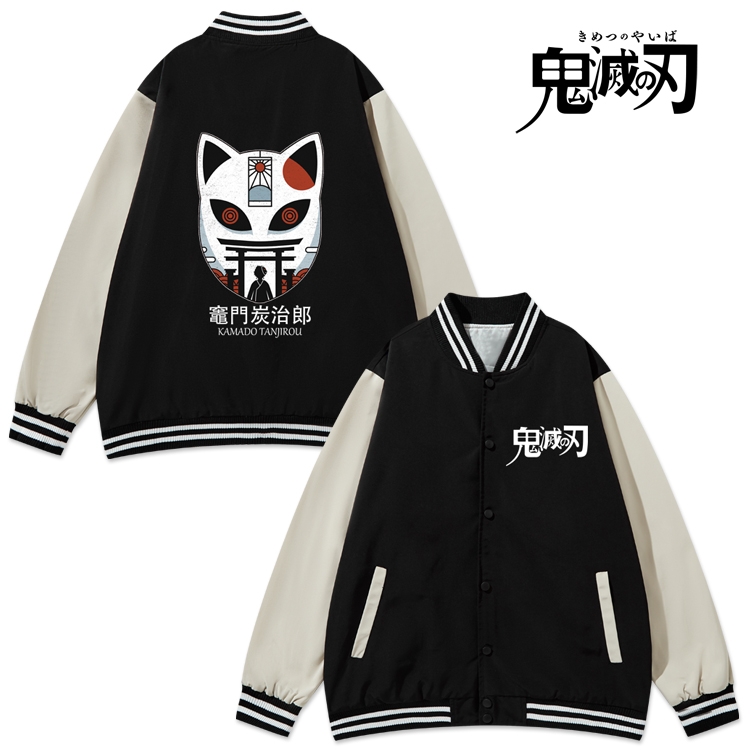 Demon Slayer Kimets Anime color blocking button top coat from M to 3XL