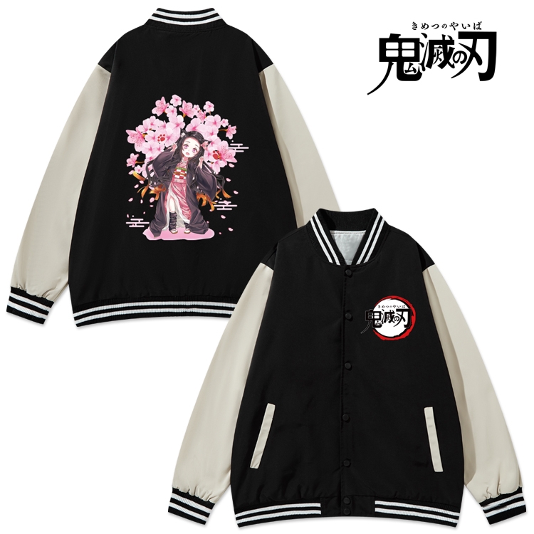 Demon Slayer Kimets Anime color blocking button top coat from M to 3XL