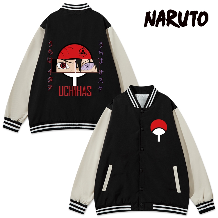 Naruto Anime color blocking button top coat from M to 3XL