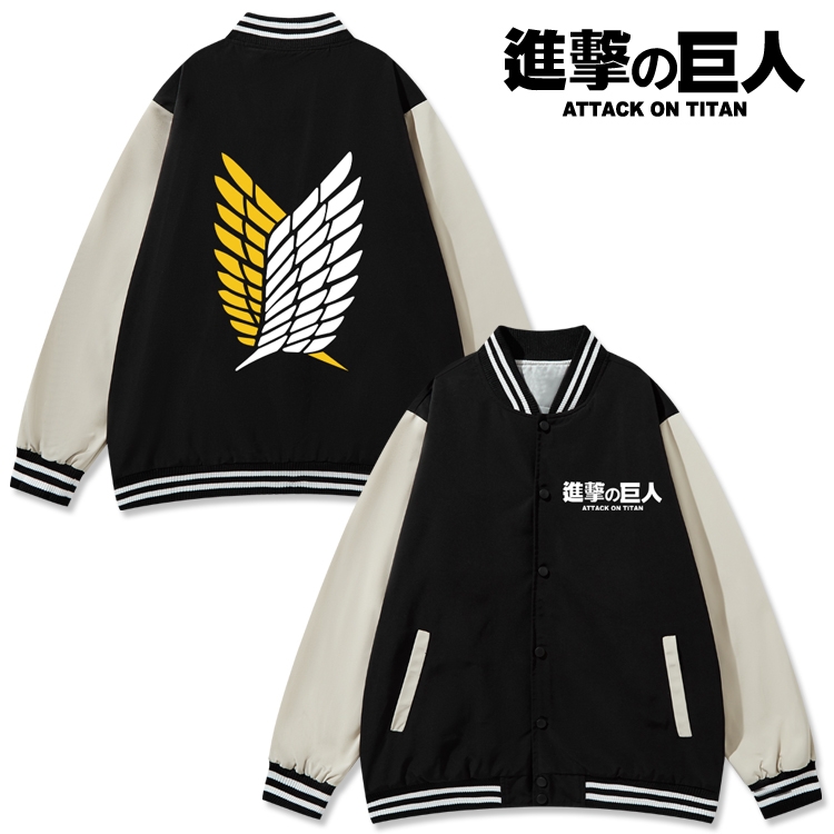 Shingeki no Kyojin Anime color blocking button top coat from M to 3XL