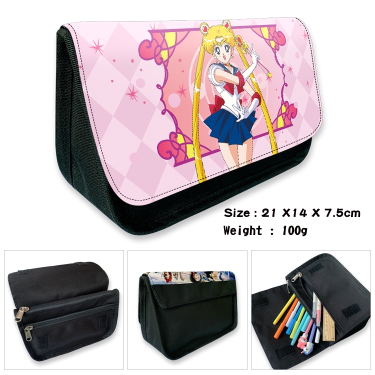 sailormoon Velcro canvas zipper pencil case Pencil Bag 21×14×7.5cm