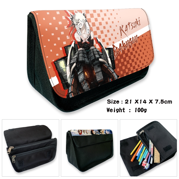 My Hero Academia Velcro canvas zipper pencil case Pencil Bag 21×14×7.5cm