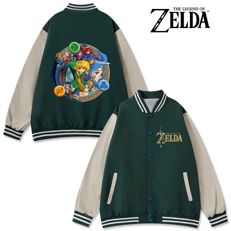 The Legend of Zelda Anime color blocking button top coat from M to 3XL