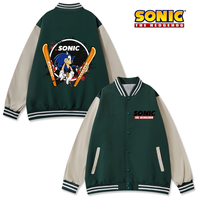 Sonic The Hedgehog Anime color blocking button top coat from M to 3XL