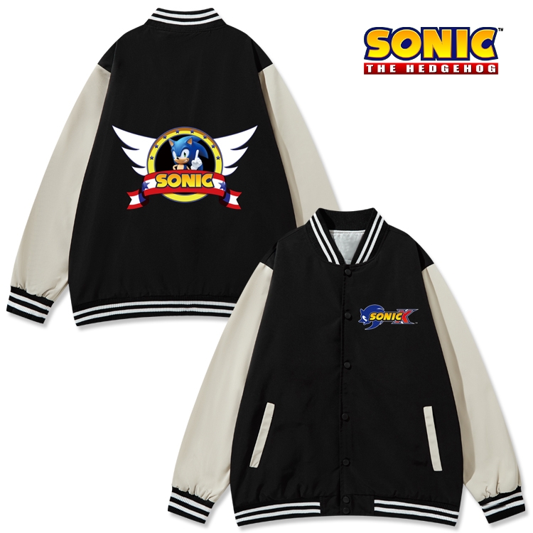 Sonic The Hedgehog Anime color blocking button top coat from M to 3XL