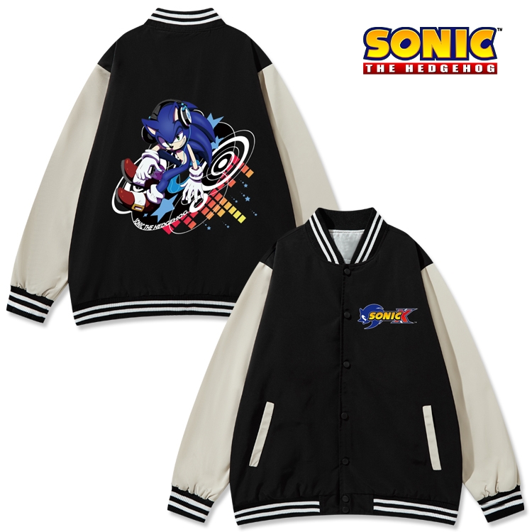 Sonic The Hedgehog Anime color blocking button top coat from M to 3XL