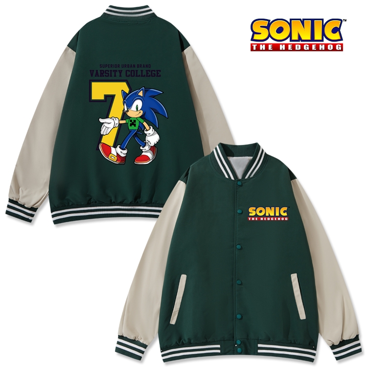 Sonic The Hedgehog Anime color blocking button top coat from M to 3XL