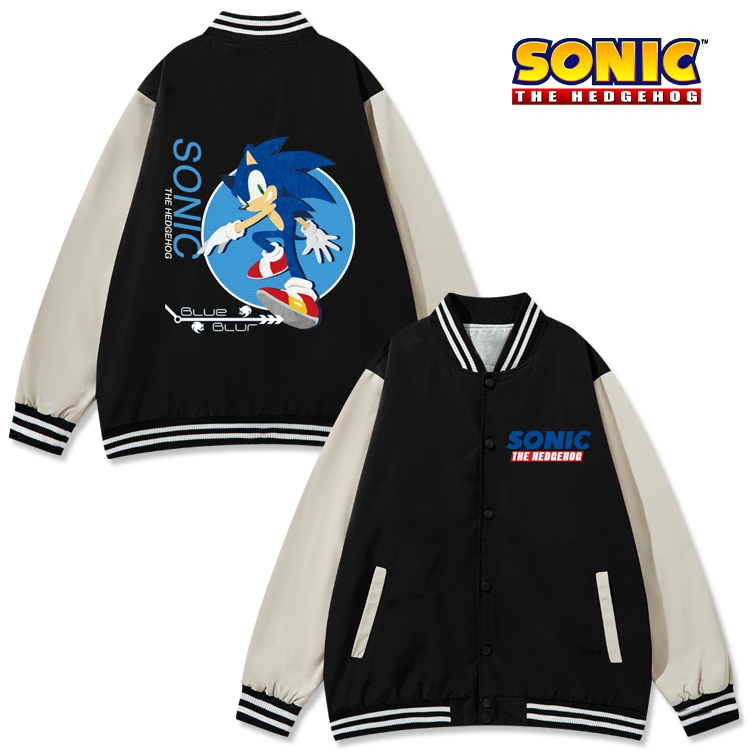 Sonic The Hedgehog Anime color blocking button top coat from M to 3XL