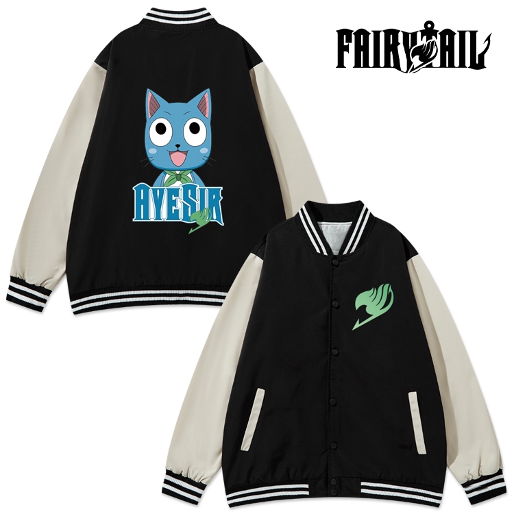 Fairy tail Anime color blocking button top coat from M to 3XL