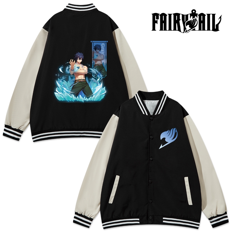 Fairy tail Anime color blocking button top coat from M to 3XL