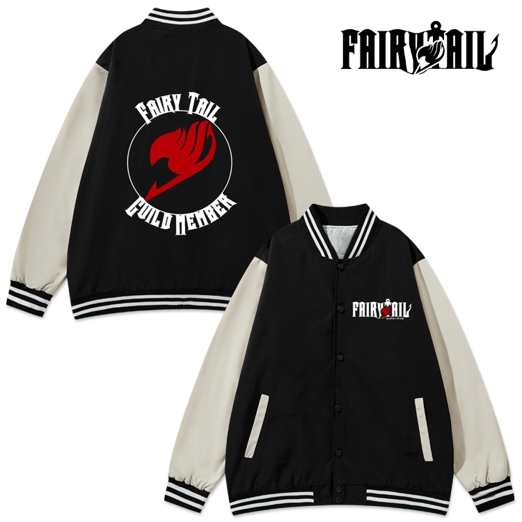 Fairy tail Anime color blocking button top coat from M to 3XL