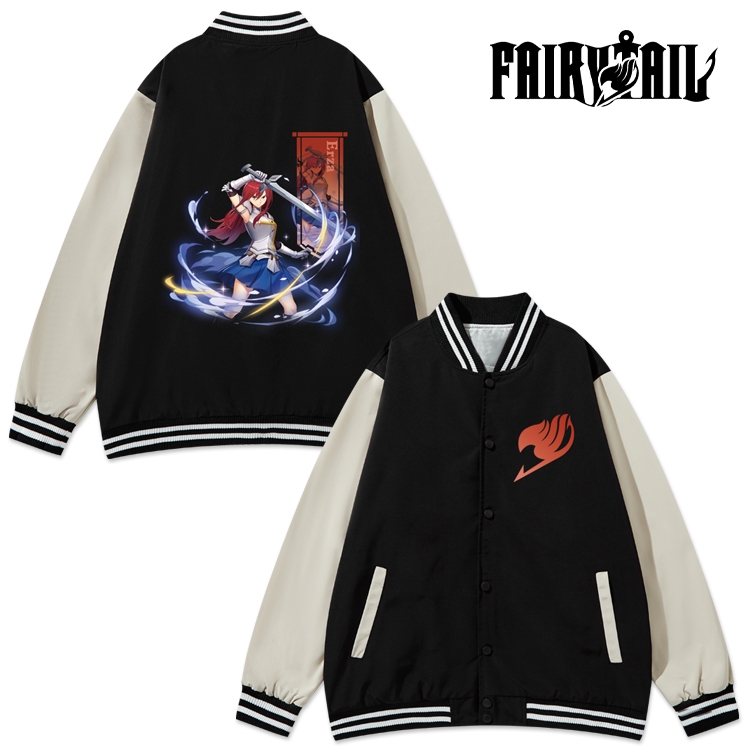 Fairy tail Anime color blocking button top coat from M to 3XL