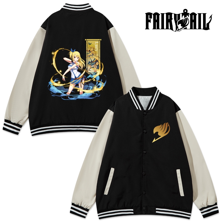 Fairy tail Anime color blocking button top coat from M to 3XL