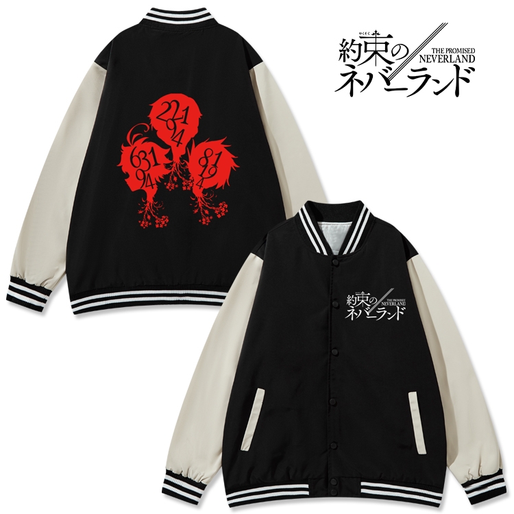 The Promised Neverla Anime color blocking button top coat from M to 3XL