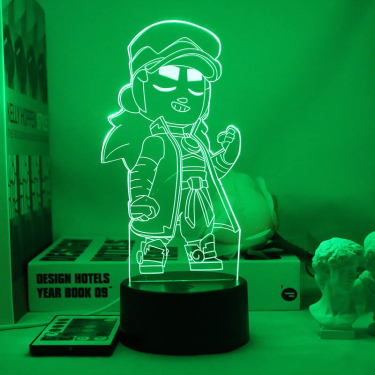 Brawl Stars European 3D night light USB touch switch colorful acrylic table lamp BLACK BASE 4522