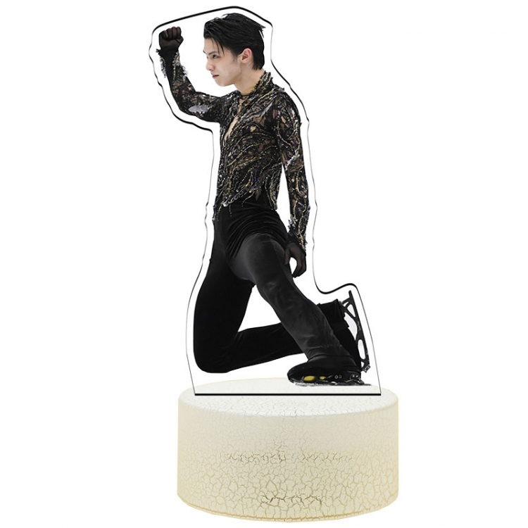 Hanyu-Yuzuru Acrylic Night Light 16 Color-changing USB Interface Box Set 19X7X4CM white base