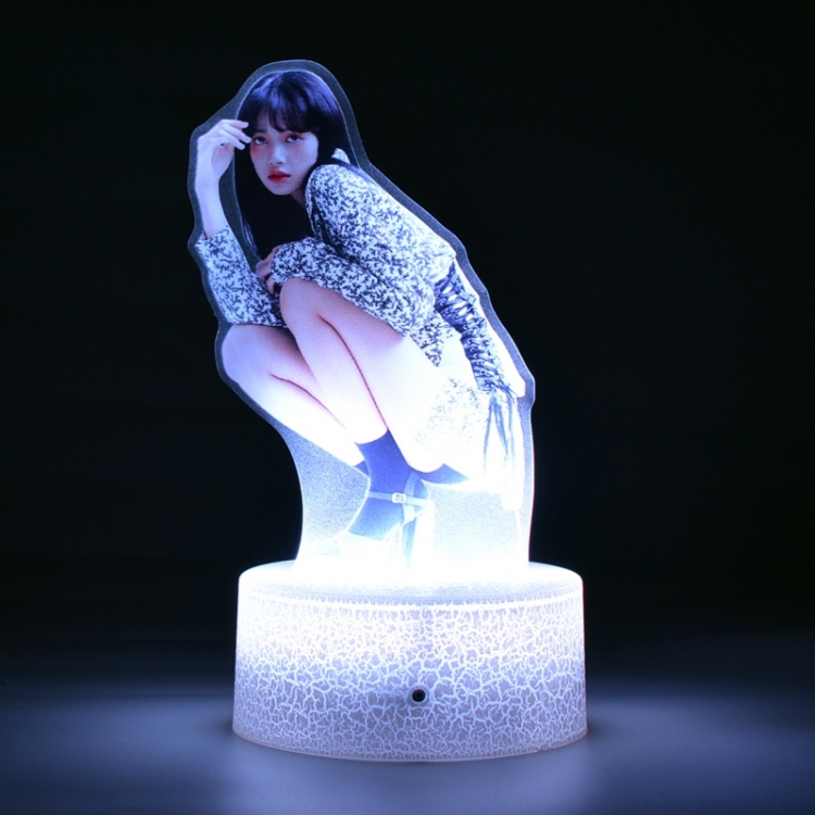 BLACKPINK Acrylic Night Light 16 Color-changing USB Interface Box Set 19X7X4CM white base