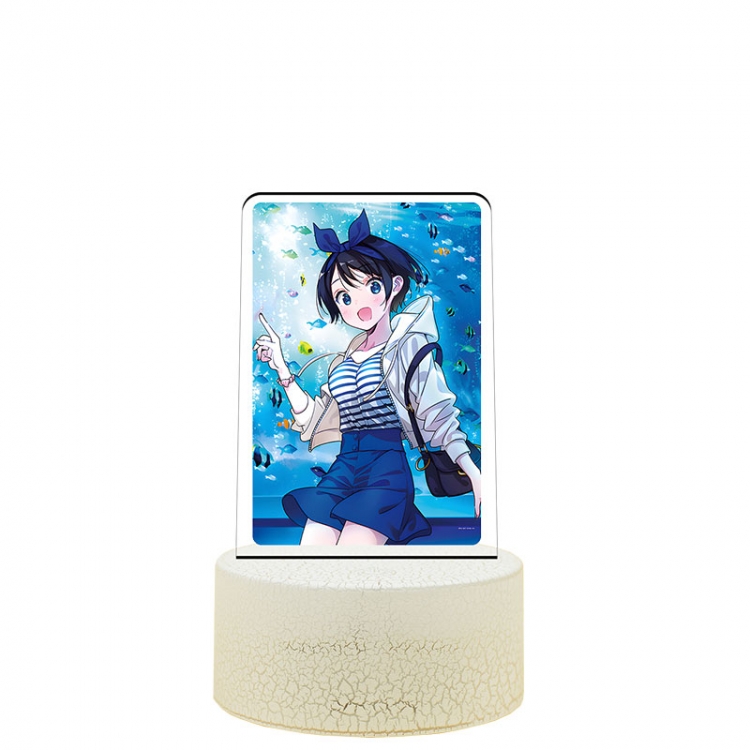 Rent-A-Girlfriend Acrylic night light 16 kinds of color changing USB interface box 14X7X4CM white base