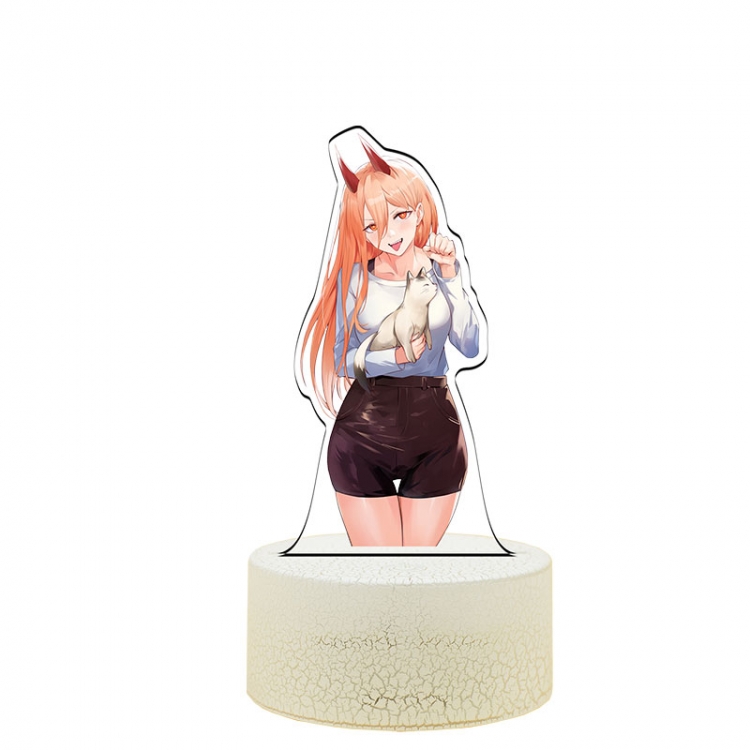 Chainsaw man Acrylic Night Light 16 Color-changing USB Interface Box Set 19X7X4CM white base