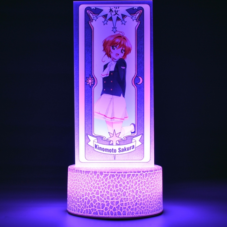Card Captor Sakura Acrylic Night Light 16 Color-changing USB Interface Box Set 19X7X4CM white base