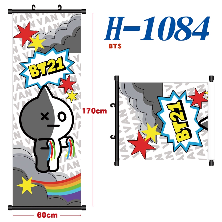 BTS Black plastic rod cloth hanging canvas painting 60x170cm H-1084A