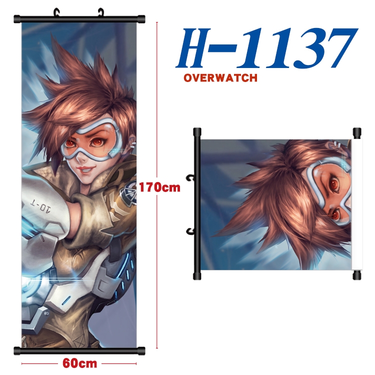 Overwatch Black plastic rod cloth hanging canvas painting 60x170cm H-1137A