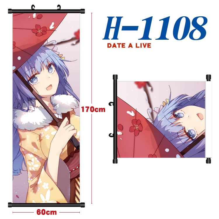 Date-A-Live Black plastic rod cloth hanging canvas painting 60x170cm H-1108A