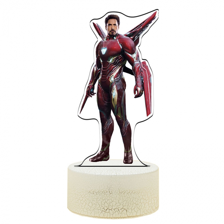 Iron Man Acrylic Night Light 16 Color-changing USB Interface Box Set 19X7X4CM white base