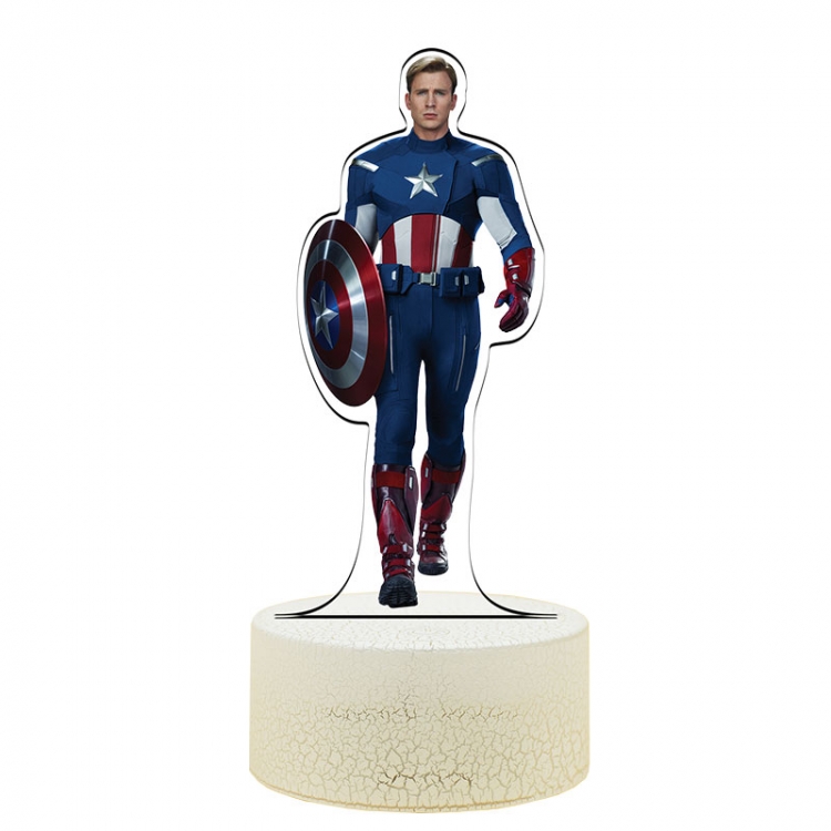 Captain America  Acrylic Night Light 16 Color-changing USB Interface Box Set 19X7X4CM white base