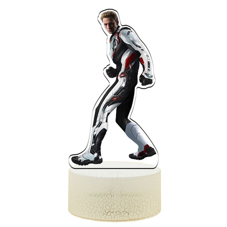 Captain America Acrylic Night Light 16 Color-changing USB Interface Box Set 19X7X4CM white base