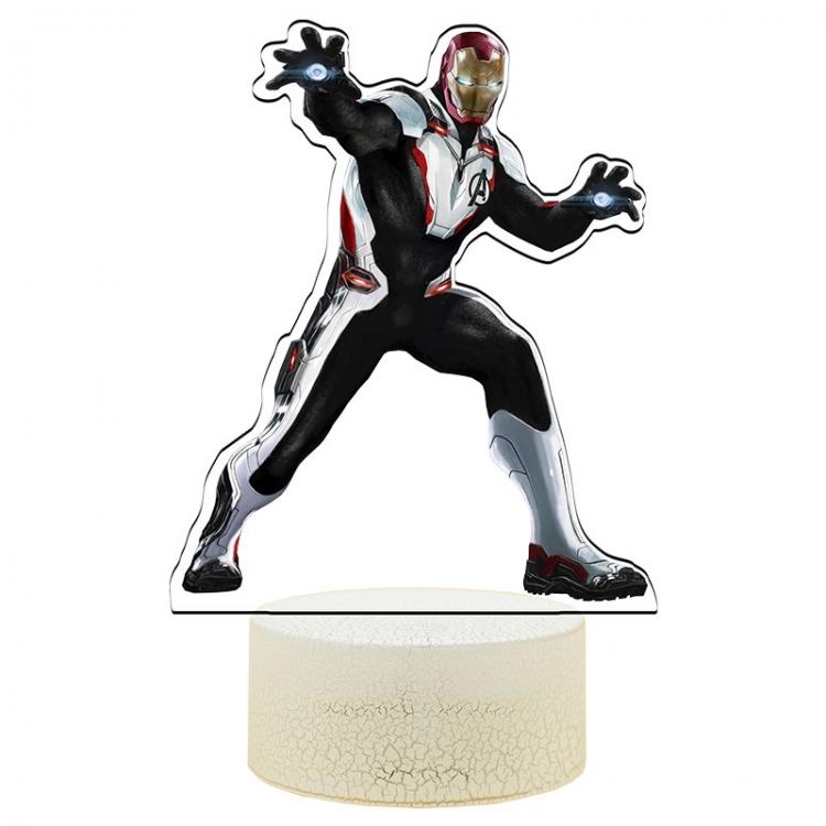 Iron Man Acrylic Night Light 16 Color-changing USB Interface Box Set 19X7X4CM white base