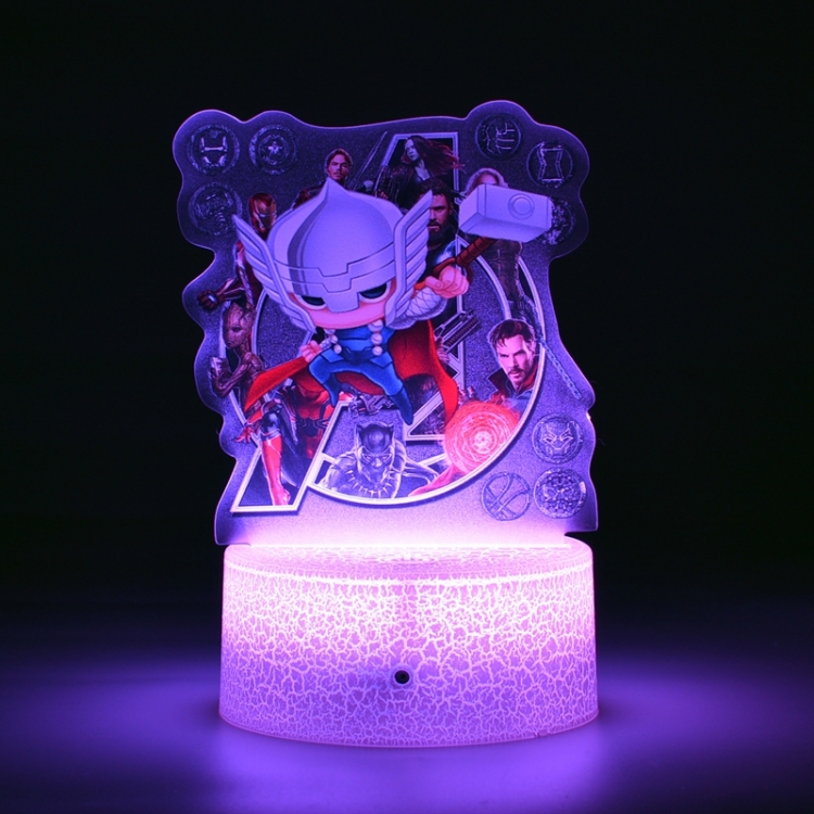 The avengers allianc Version Q Acrylic Night Light 16 Color-changing USB Interface Box Set 14X7X4CM white base