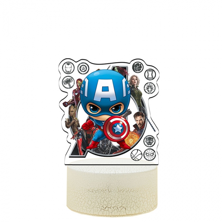 The avengers allianc Version Q Acrylic Night Light 16 Color-changing USB Interface Box Set 14X7X4CM white base