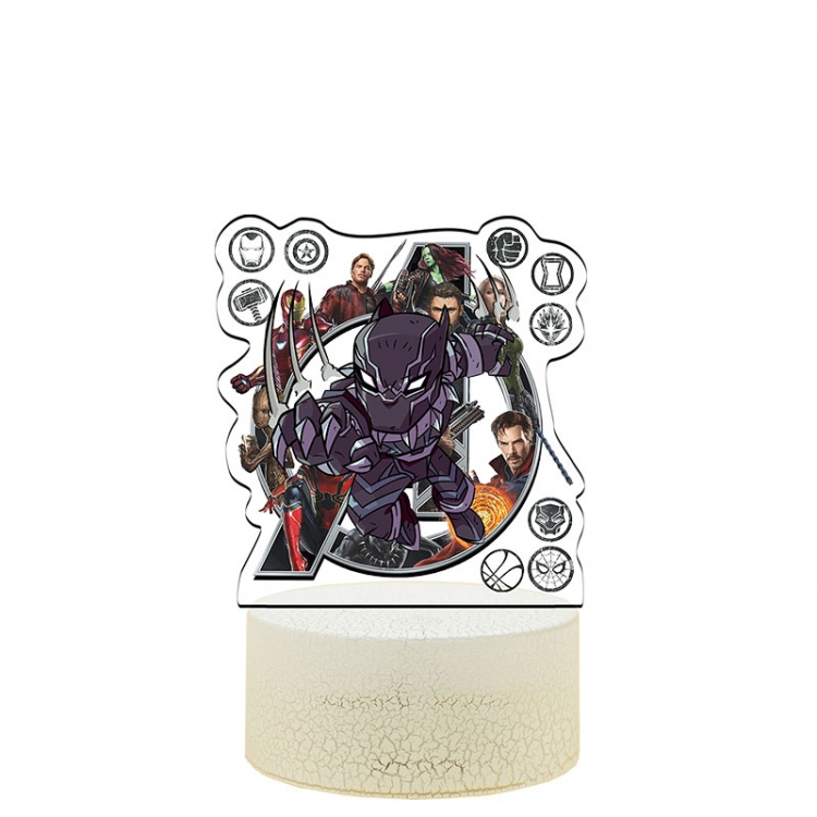 Black Panther Version Q Acrylic Night Light 16 Color-changing USB Interface Box Set 14X7X4CM white base