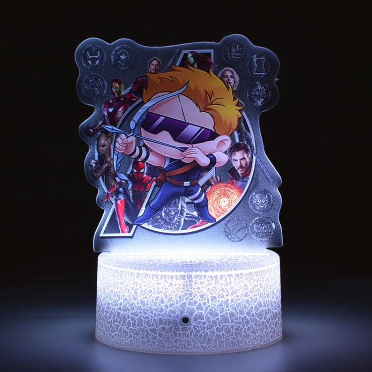 The avengers allianc Version Q Acrylic Night Light 16 Color-changing USB Interface Box Set 14X7X4CM white base