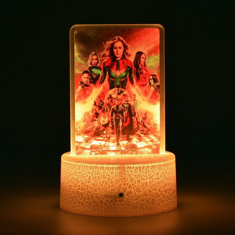 The avengers allianc Acrylic night light 16 kinds of color changing USB interface box 14X7X4CM white base