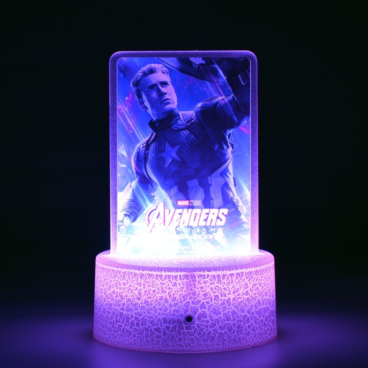 The avengers allianc Acrylic night light 16 kinds of color changing USB interface box 14X7X4CM white base